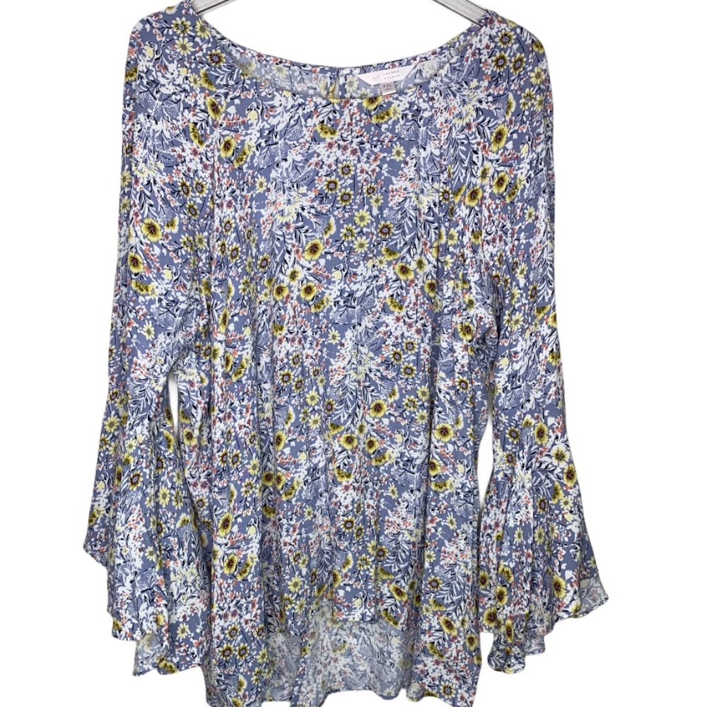 Lauren Conrad Blue Floral High Low Split Back